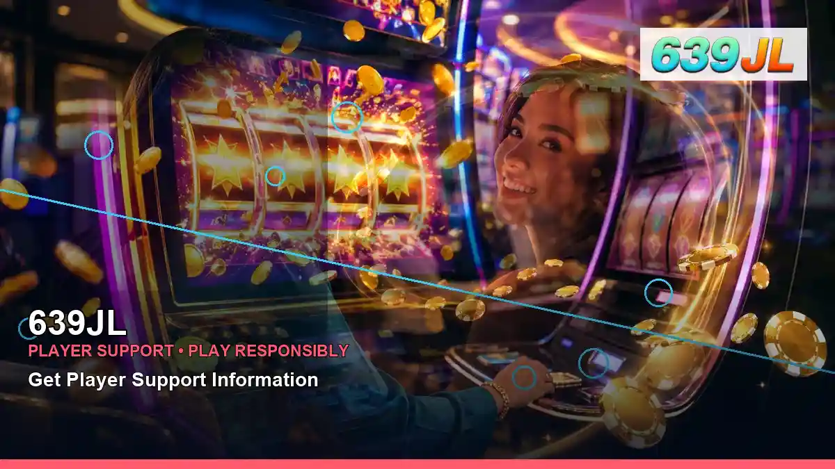 639JL duo online slot games featuring an adult Filipina casino host with a left-diagonal composition